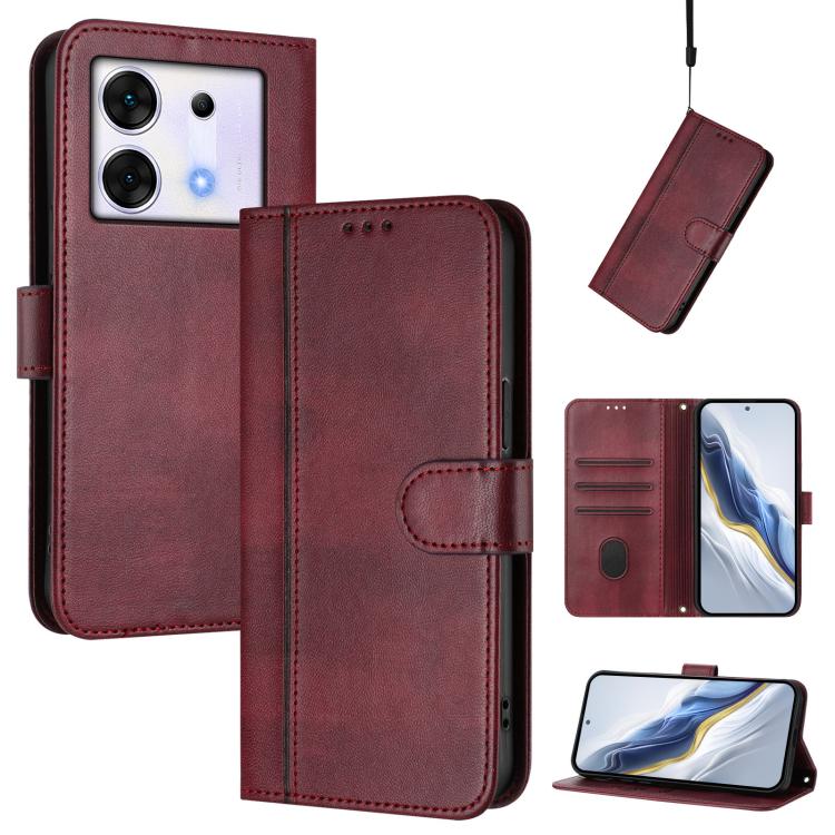 Line Splicing Buckle Retro Leather Phone Case, For Infinix Hot 40 4G / Hot 40 Pro 4G, For Infinix Zero 30 4G, For Infinix Zero 30 5G, For Infinix Hot 30 5G, For Infinix Hot 30 Play 4G / Hot 30 Play NFC, For Infinix Smart 7 Plus / 7 HD / 7 India