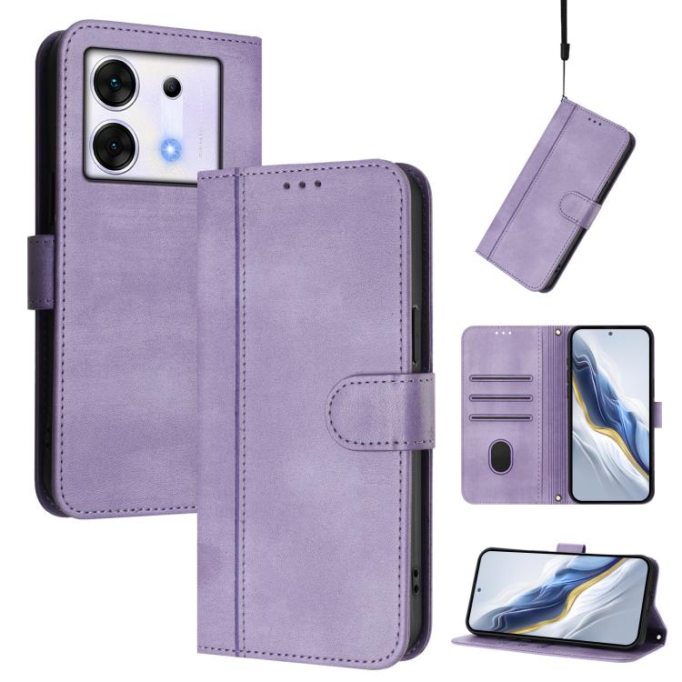 Line Splicing Buckle Retro Leather Phone Case, For Infinix Hot 40 4G / Hot 40 Pro 4G, For Infinix Zero 30 4G, For Infinix Zero 30 5G, For Infinix Hot 30 5G, For Infinix Hot 30 Play 4G / Hot 30 Play NFC, For Infinix Smart 7 Plus / 7 HD / 7 India