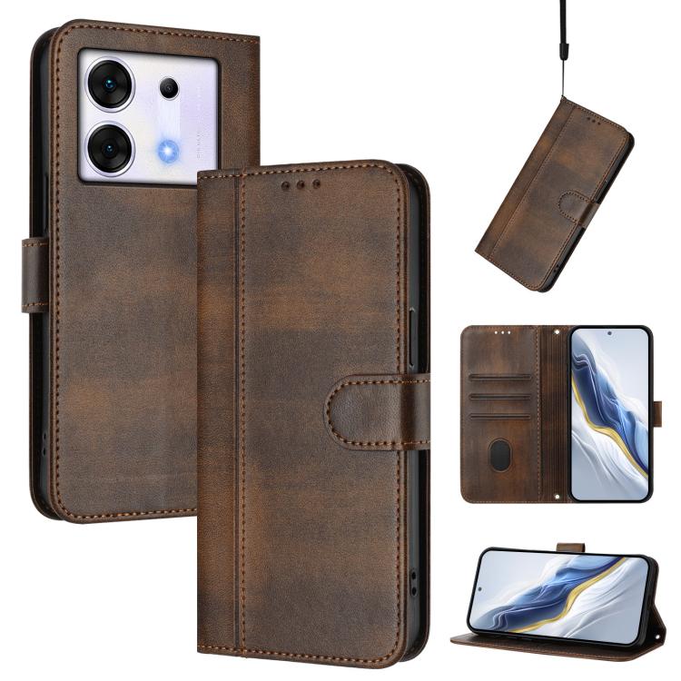 Line Splicing Buckle Retro Leather Phone Case, For Infinix Hot 40 4G / Hot 40 Pro 4G, For Infinix Zero 30 4G, For Infinix Zero 30 5G, For Infinix Hot 30 5G, For Infinix Hot 30 Play 4G / Hot 30 Play NFC, For Infinix Smart 7 Plus / 7 HD / 7 India