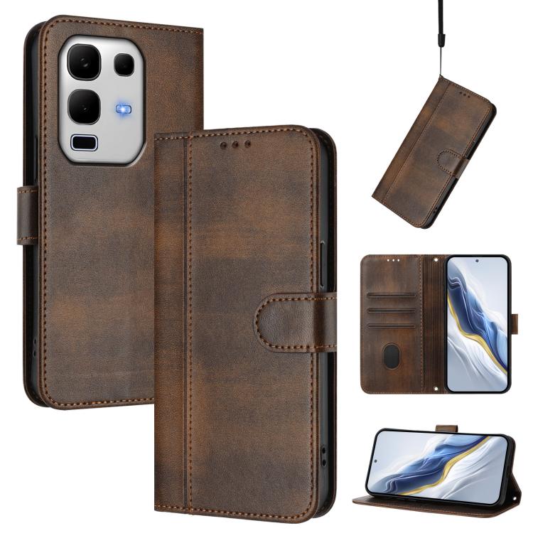 Line Splicing Buckle Retro Leather Phone Case, For Infinix Note 50s, For Infinix Note 50 Pro 4G / 50 4G, For Infinix Hot 50i 4G / Smart 9 4G / 9 HD, For Infinix Hot 50 Pro+ 4G, For Infinix Hot 50 4G, For Infinix Hot 50 5G