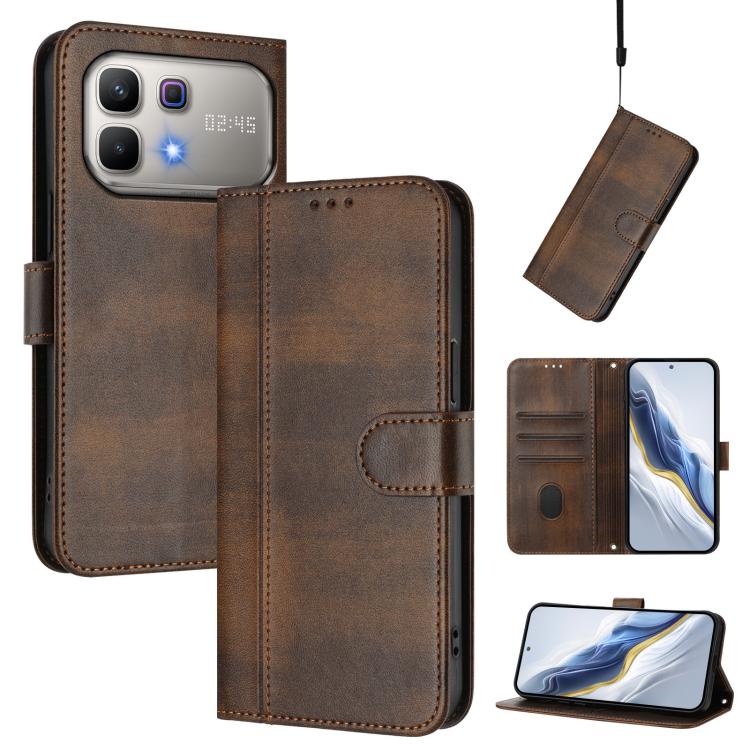 Line Splicing Buckle Retro Leather Phone Case, For Infinix GT 50 Pro 5G, For Infinix Note Edge 5G Global, For Infinix Smart 20 4G / X6840, For Infinix Note 60 5G / Note 60 Pro 5G, For Infinix Smart 10 Plus, For Infinix GT 30 Pro