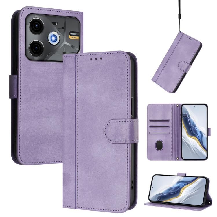 Line Splicing Buckle Retro Leather Phone Case, For Tecno Camon 40 Premier, For Tecno Camon 40 4G, For Tecno Spark 30C 5G / Pop 9 5G, For Tecno Camon 30S / 30S Pro, For Tecno Spark 30 Pro 4G, For Tecno Pova 6 Neo 5G / Spark 30 5G