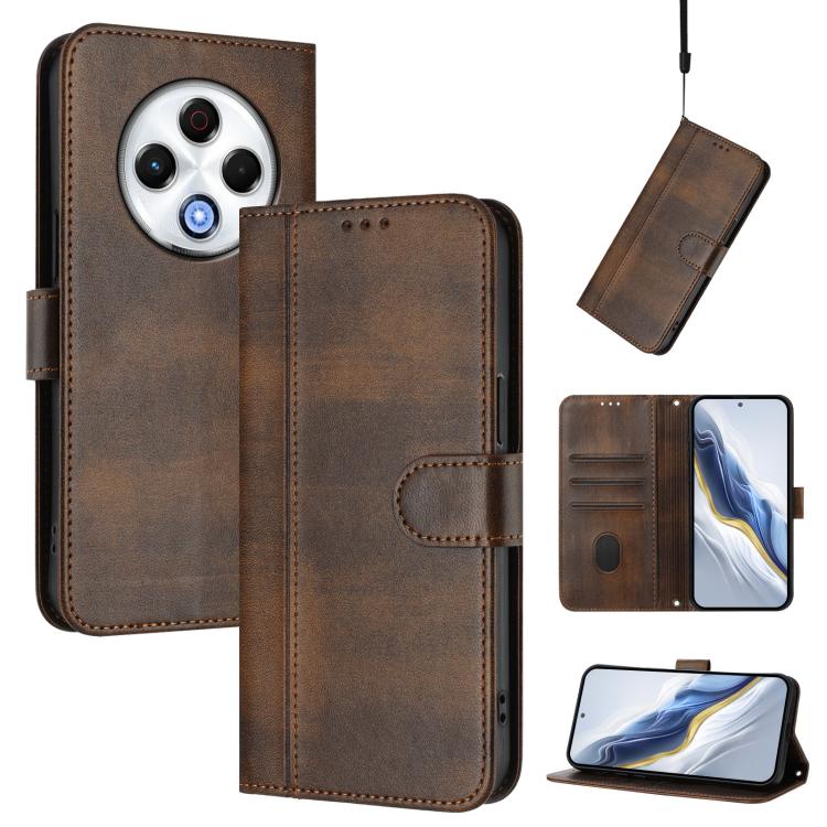 Line Splicing Buckle Retro Leather Phone Case, For Tecno Spark 30 4G, For Tecno Spark Go 5G 2025 / Infinix Hot 60i, For Tecno Spark 30C 4G, For Tecno Spark 20 Pro 5G, For Tecno Pop 6C, For Tecno Spark 10 Pro Magic Magenta