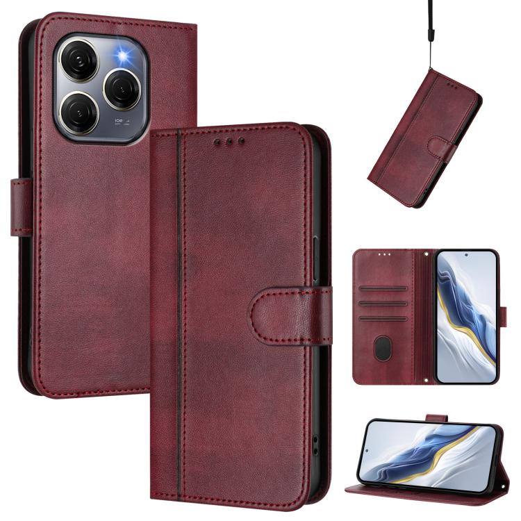 Line Splicing Buckle Retro Leather Phone Case, For Tecno Spark 30 4G, For Tecno Spark Go 5G 2025 / Infinix Hot 60i, For Tecno Spark 30C 4G, For Tecno Spark 20 Pro 5G, For Tecno Pop 6C, For Tecno Spark 10 Pro Magic Magenta
