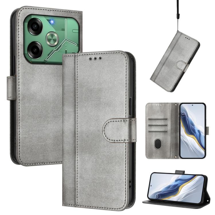 Line Splicing Buckle Retro Leather Phone Case, For Tecno Pova 6 4G, For Tecno Pova 6 5G / 6 Pro 5G, For Tecno Camon 30 Pro 5G, For Tecno Camon 30 Premier, For Tecno Camon 30 5G, For Tecno Camon 30 4G