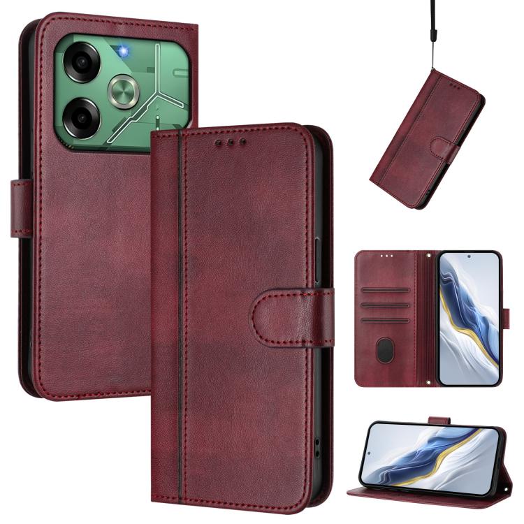 Line Splicing Buckle Retro Leather Phone Case, For Tecno Pova 6 4G, For Tecno Pova 6 5G / 6 Pro 5G, For Tecno Camon 30 Pro 5G, For Tecno Camon 30 Premier, For Tecno Camon 30 5G, For Tecno Camon 30 4G