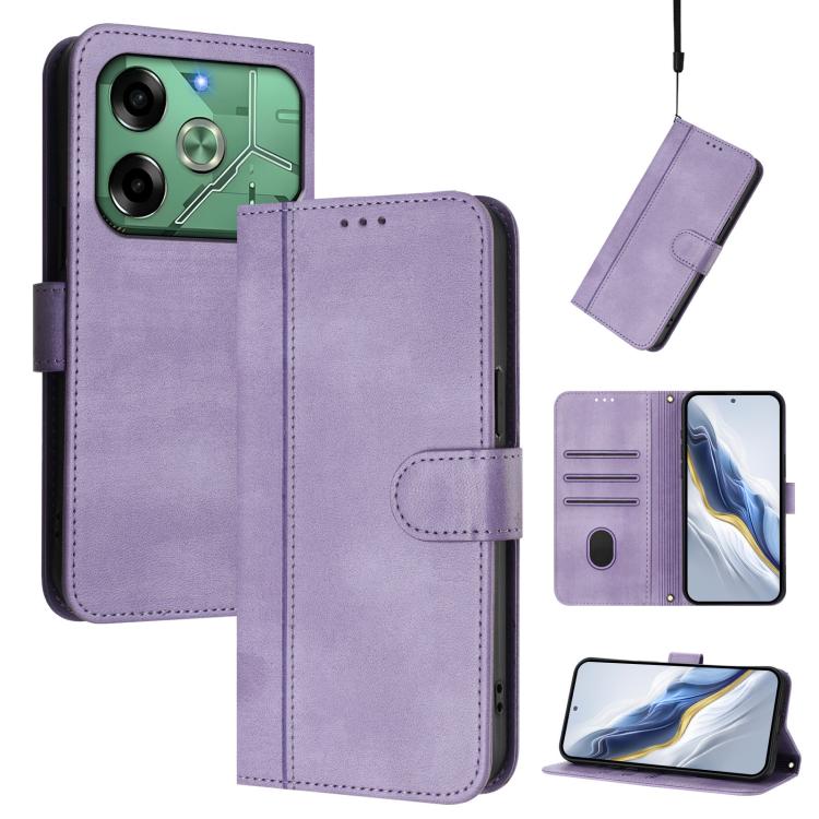 Line Splicing Buckle Retro Leather Phone Case, For Tecno Pova 6 4G, For Tecno Pova 6 5G / 6 Pro 5G, For Tecno Camon 30 Pro 5G, For Tecno Camon 30 Premier, For Tecno Camon 30 5G, For Tecno Camon 30 4G