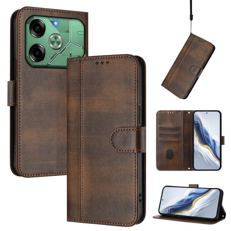 Line Splicing Buckle Retro Leather Phone Case, For Tecno Pova 6 4G, For Tecno Pova 6 5G / 6 Pro 5G, For Tecno Camon 30 Pro 5G, For Tecno Camon 30 Premier, For Tecno Camon 30 5G, For Tecno Camon 30 4G