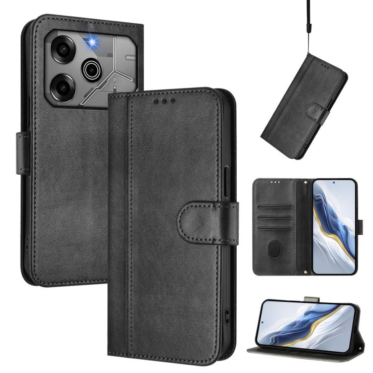 Line Splicing Buckle Retro Leather Phone Case, For Tecno Pova 6 4G, For Tecno Pova 6 5G / 6 Pro 5G, For Tecno Camon 30 Pro 5G, For Tecno Camon 30 Premier, For Tecno Camon 30 5G, For Tecno Camon 30 4G