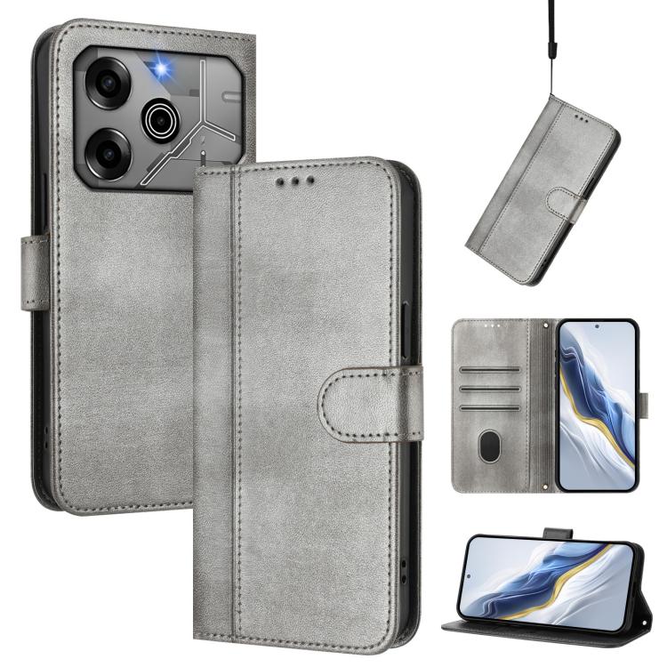 Line Splicing Buckle Retro Leather Phone Case, For Tecno Pova 6 4G, For Tecno Pova 6 5G / 6 Pro 5G, For Tecno Camon 30 Pro 5G, For Tecno Camon 30 Premier, For Tecno Camon 30 5G, For Tecno Camon 30 4G