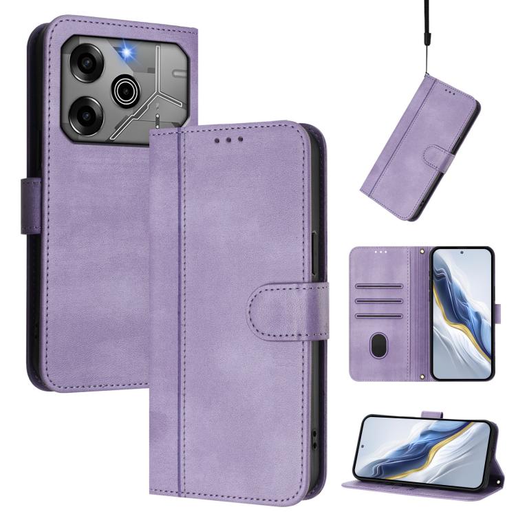 Line Splicing Buckle Retro Leather Phone Case, For Tecno Pova 6 4G, For Tecno Pova 6 5G / 6 Pro 5G, For Tecno Camon 30 Pro 5G, For Tecno Camon 30 Premier, For Tecno Camon 30 5G, For Tecno Camon 30 4G
