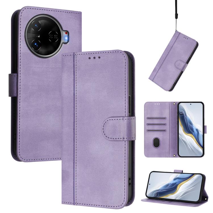 Line Splicing Buckle Retro Leather Phone Case, For Tecno Pova 6 4G, For Tecno Pova 6 5G / 6 Pro 5G, For Tecno Camon 30 Pro 5G, For Tecno Camon 30 Premier, For Tecno Camon 30 5G, For Tecno Camon 30 4G