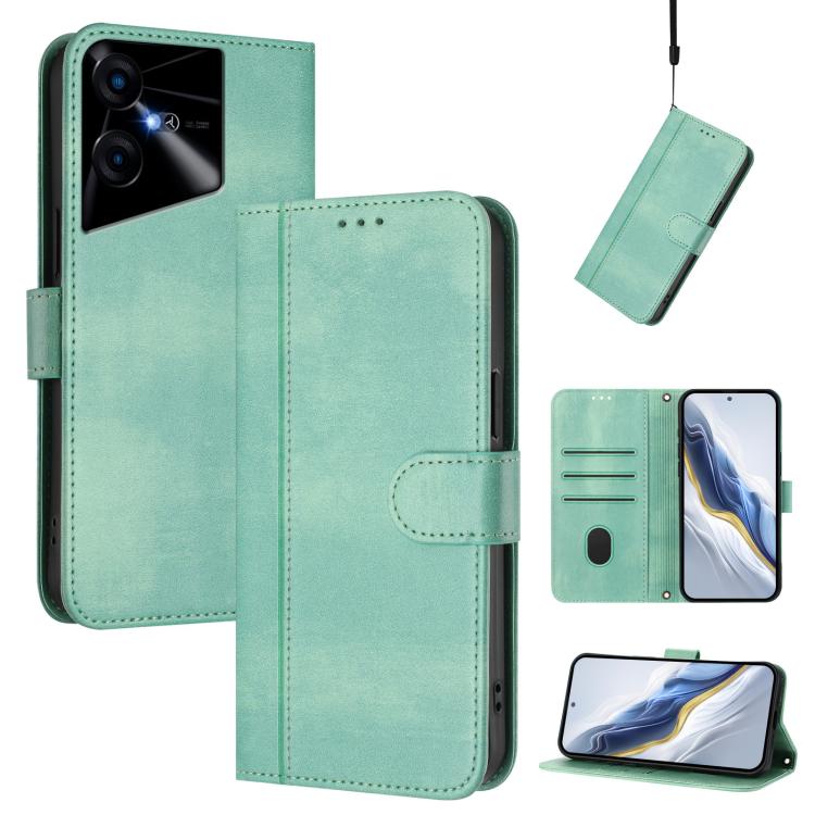 Line Splicing Buckle Retro Leather Phone Case, For Tecno Spark 20 Pro+ 4G, For Tecno Pova 5 Pro 5G, For Tecno Pova Neo 3, For Tecno Pova 5, For Tecno Camon 20 Premier 5G, For Tecno Camon 20 Pro 5G