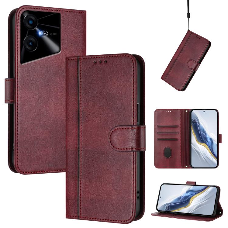 Line Splicing Buckle Retro Leather Phone Case, For Tecno Spark 20 Pro+ 4G, For Tecno Pova 5 Pro 5G, For Tecno Pova Neo 3, For Tecno Pova 5, For Tecno Camon 20 Premier 5G, For Tecno Camon 20 Pro 5G