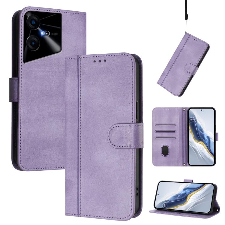 Line Splicing Buckle Retro Leather Phone Case, For Tecno Spark 20 Pro+ 4G, For Tecno Pova 5 Pro 5G, For Tecno Pova Neo 3, For Tecno Pova 5, For Tecno Camon 20 Premier 5G, For Tecno Camon 20 Pro 5G