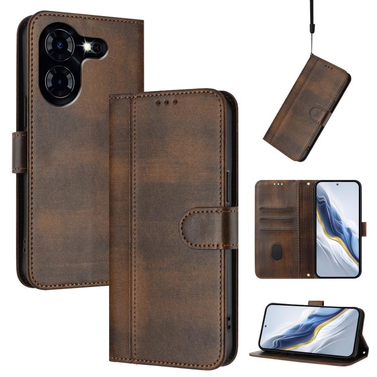 Line Splicing Buckle Retro Leather Phone Case, For Tecno Spark 20 Pro+ 4G, For Tecno Pova 5 Pro 5G, For Tecno Pova Neo 3, For Tecno Pova 5, For Tecno Camon 20 Premier 5G, For Tecno Camon 20 Pro 5G