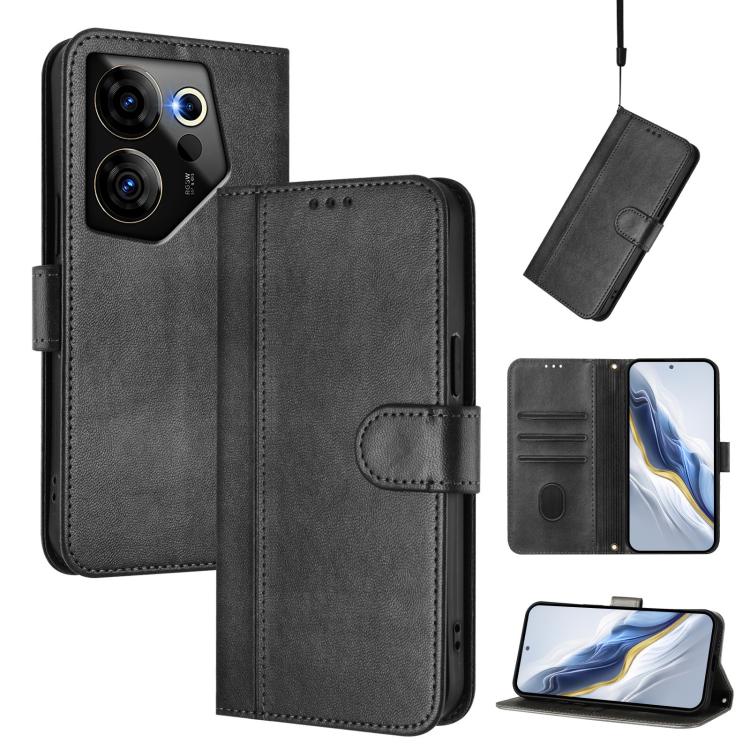 Line Splicing Buckle Retro Leather Phone Case, For Tecno Spark 20 Pro+ 4G, For Tecno Pova 5 Pro 5G, For Tecno Pova Neo 3, For Tecno Pova 5, For Tecno Camon 20 Premier 5G, For Tecno Camon 20 Pro 5G