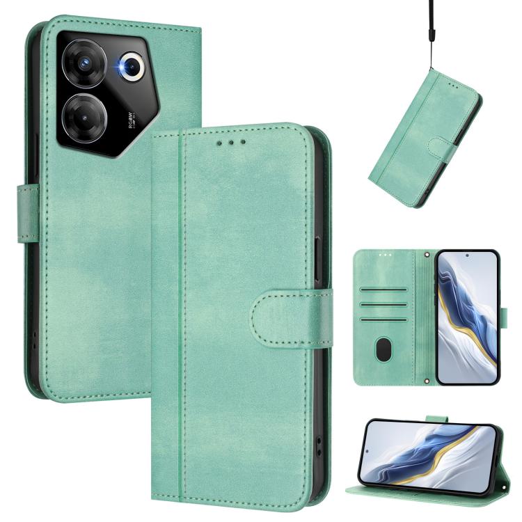 Line Splicing Buckle Retro Leather Phone Case, For Tecno Spark 20 Pro+ 4G, For Tecno Pova 5 Pro 5G, For Tecno Pova Neo 3, For Tecno Pova 5, For Tecno Camon 20 Premier 5G, For Tecno Camon 20 Pro 5G