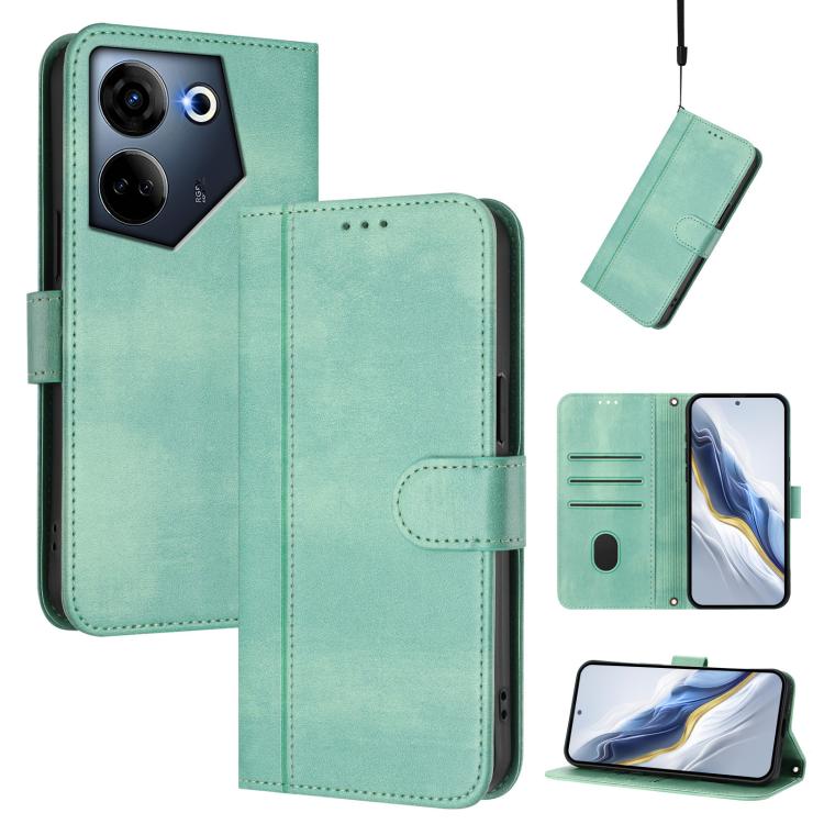 Line Splicing Buckle Retro Leather Phone Case, For Tecno Camon 20 / 20 Pro 4G, For Tecno Spark 10 5G, For Tecno Spark 10C / 10 4G, For Tecno Spark 10 Pro 4G, For Tecno Camon 19 / 19 Pro 5G, For Tecno Pova 4 Pro