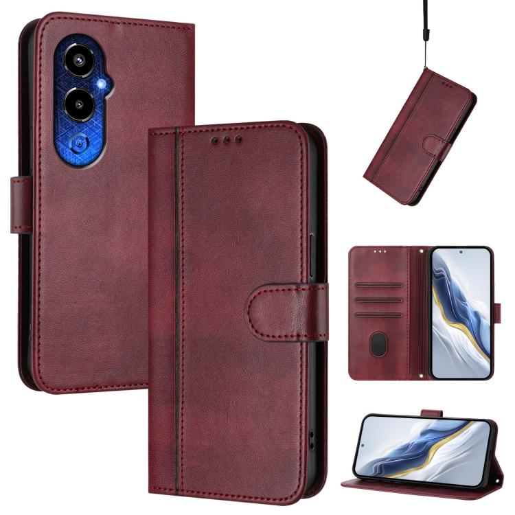 Line Splicing Buckle Retro Leather Phone Case, For Tecno Camon 20 / 20 Pro 4G, For Tecno Spark 10 5G, For Tecno Spark 10C / 10 4G, For Tecno Spark 10 Pro 4G, For Tecno Camon 19 / 19 Pro 5G, For Tecno Pova 4 Pro