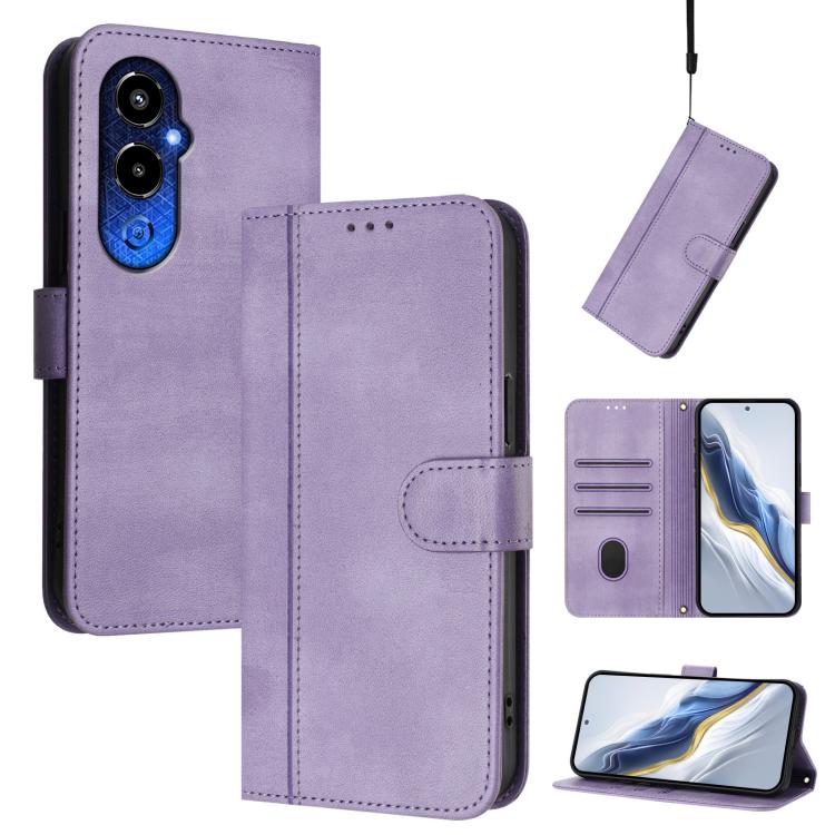 Line Splicing Buckle Retro Leather Phone Case, For Tecno Camon 20 / 20 Pro 4G, For Tecno Spark 10 5G, For Tecno Spark 10C / 10 4G, For Tecno Spark 10 Pro 4G, For Tecno Camon 19 / 19 Pro 5G, For Tecno Pova 4 Pro