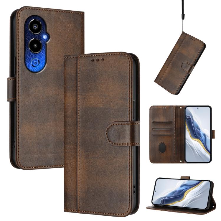 Line Splicing Buckle Retro Leather Phone Case, For Tecno Camon 20 / 20 Pro 4G, For Tecno Spark 10 5G, For Tecno Spark 10C / 10 4G, For Tecno Spark 10 Pro 4G, For Tecno Camon 19 / 19 Pro 5G, For Tecno Pova 4 Pro