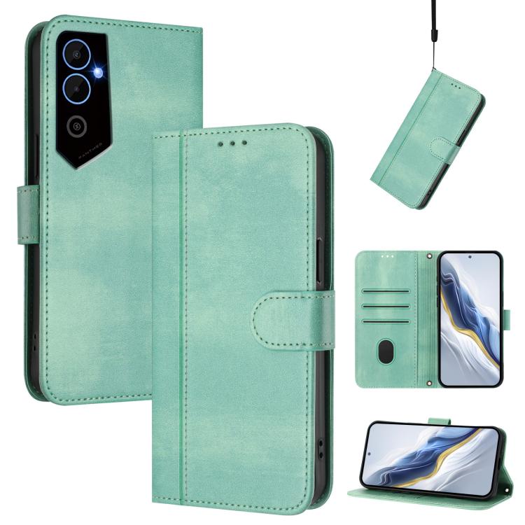 Line Splicing Buckle Retro Leather Phone Case, For Tecno Pova 4, For Tecno Pova Neo 2, For Tecno Spark Go 2022 / 8C / 9, For Tecno Spark 9 Pro / 9T, For Tecno Pova 3, For Tecno Pop 5