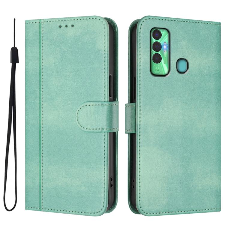 Line Splicing Buckle Retro Leather Phone Case, For Tecno Spark 7P, For Tecno Spark 7 / 7T