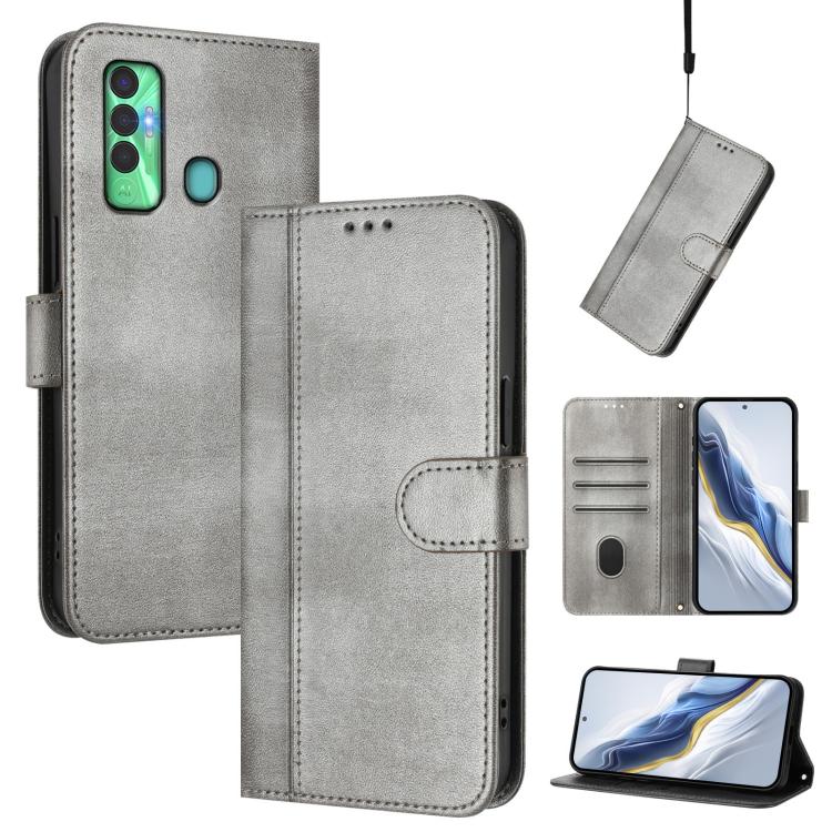 Line Splicing Buckle Retro Leather Phone Case, For Tecno Spark 7P, For Tecno Spark 7 / 7T