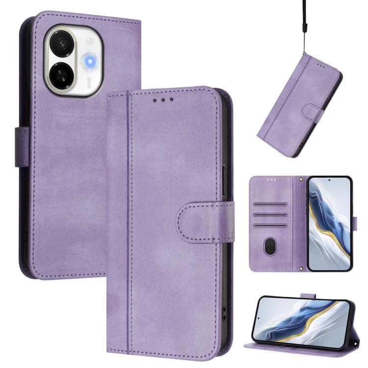 Line Splicing Buckle Retro Leather Phone Case, For Tecno Camon 40 Premier, For Tecno Camon 40 4G, For Tecno Spark 30C 5G / Pop 9 5G, For Tecno Camon 30S / 30S Pro, For Tecno Spark 30 Pro 4G, For Tecno Pova 6 Neo 5G / Spark 30 5G