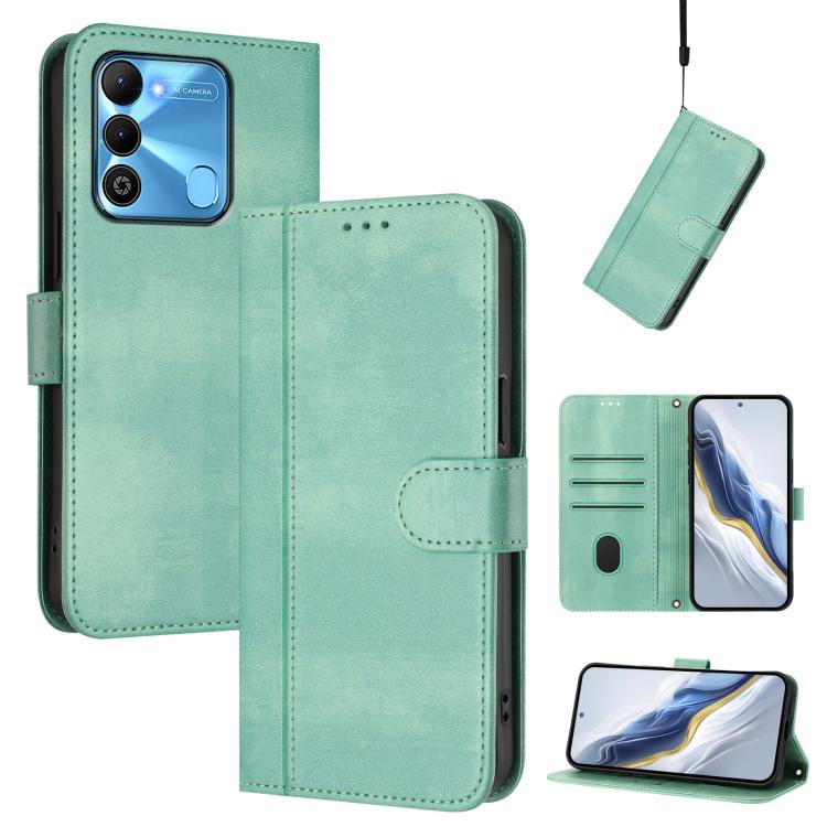 Line Splicing Buckle Retro Leather Phone Case, For Tecno Pova 4, For Tecno Pova Neo 2, For Tecno Spark Go 2022 / 8C / 9, For Tecno Spark 9 Pro / 9T, For Tecno Pova 3, For Tecno Pop 5
