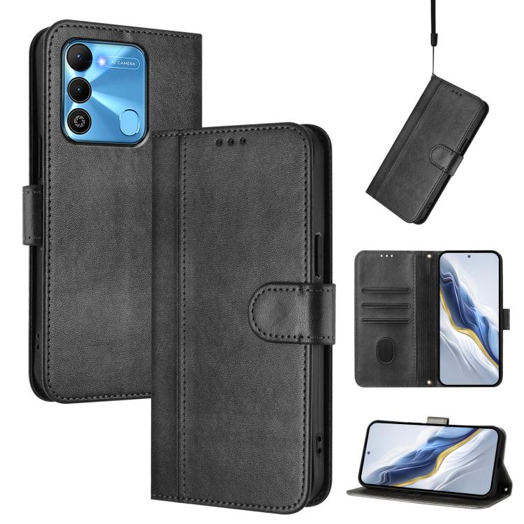 Line Splicing Buckle Retro Leather Phone Case, For Tecno Pova 4, For Tecno Pova Neo 2, For Tecno Spark Go 2022 / 8C / 9, For Tecno Spark 9 Pro / 9T, For Tecno Pova 3, For Tecno Pop 5
