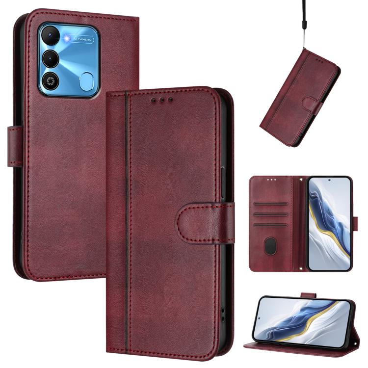 Line Splicing Buckle Retro Leather Phone Case, For Tecno Pova 4, For Tecno Pova Neo 2, For Tecno Spark Go 2022 / 8C / 9, For Tecno Spark 9 Pro / 9T, For Tecno Pova 3, For Tecno Pop 5