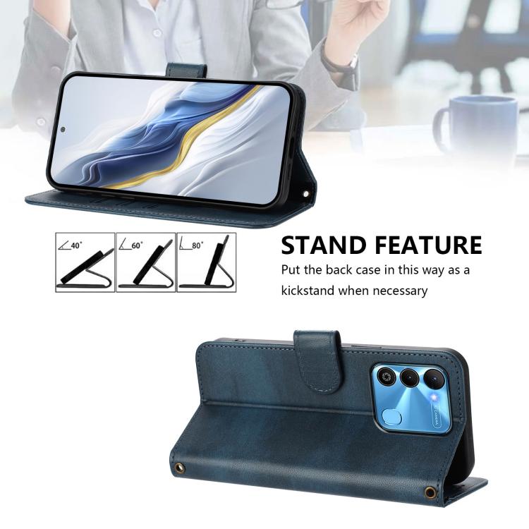 Line Splicing Buckle Retro Leather Phone Case, For Tecno Pova 4, For Tecno Pova Neo 2, For Tecno Spark Go 2022 / 8C / 9, For Tecno Spark 9 Pro / 9T, For Tecno Pova 3, For Tecno Pop 5