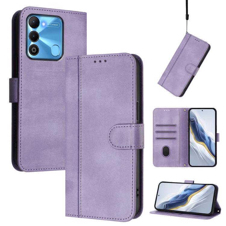 Line Splicing Buckle Retro Leather Phone Case, For Tecno Pova 4, For Tecno Pova Neo 2, For Tecno Spark Go 2022 / 8C / 9, For Tecno Spark 9 Pro / 9T, For Tecno Pova 3, For Tecno Pop 5