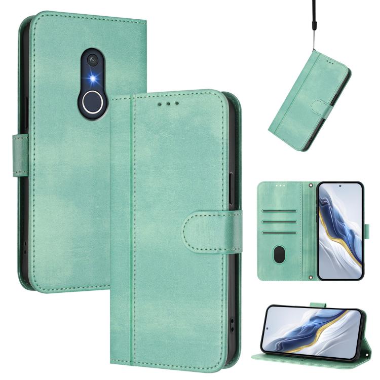 Line Splicing Buckle Retro Leather Phone Case, For Fujitsu Arrows We3, For Fujitsu FCNT Rakuraku F-53E, For Fujitsu Arrows We2 F-52E, For Fujitsu Arrows We2 Plus F-51E, For Fujitsu Arrow Be4 Plus F-41B, For Fujitsu Arrows F-01L F-42A