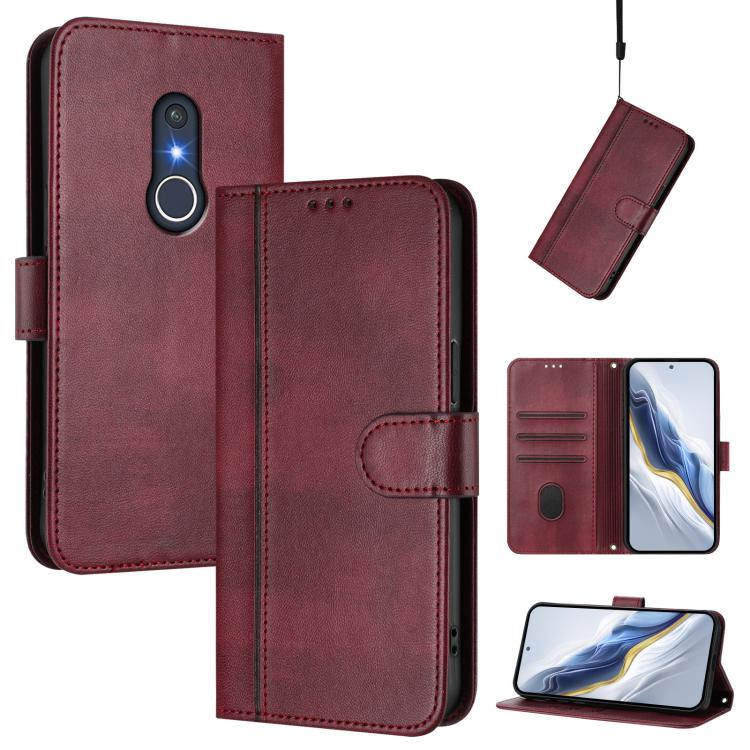 Line Splicing Buckle Retro Leather Phone Case, For Fujitsu Arrows We3, For Fujitsu FCNT Rakuraku F-53E, For Fujitsu Arrows We2 F-52E, For Fujitsu Arrows We2 Plus F-51E, For Fujitsu Arrow Be4 Plus F-41B, For Fujitsu Arrows F-01L F-42A