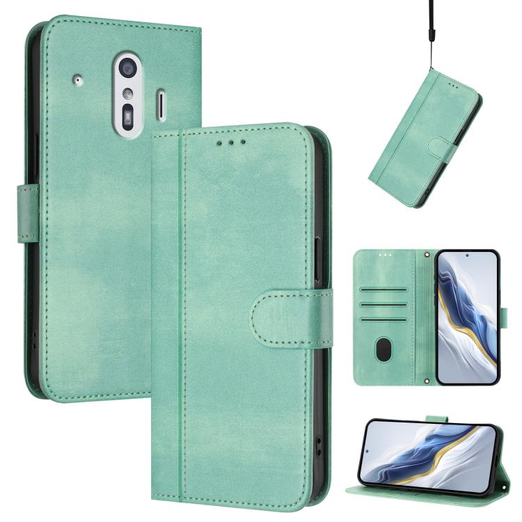 Line Splicing Buckle Retro Leather Phone Case, For Fujitsu Arrows We3, For Fujitsu FCNT Rakuraku F-53E, For Fujitsu Arrows We2 F-52E, For Fujitsu Arrows We2 Plus F-51E, For Fujitsu Arrow Be4 Plus F-41B, For Fujitsu Arrows F-01L F-42A