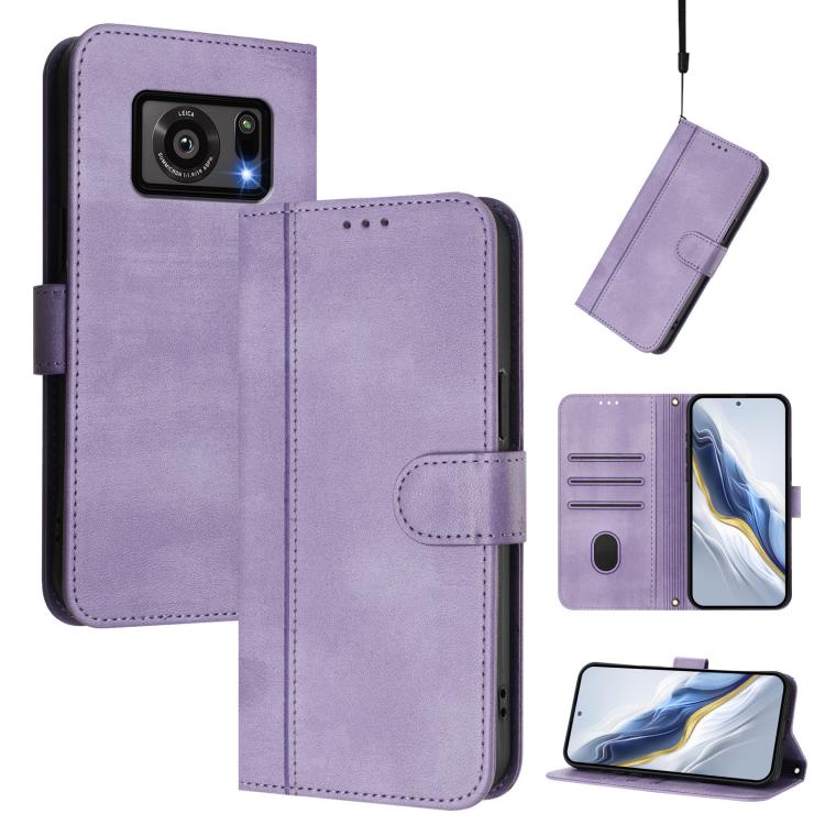 Line Splicing Buckle Retro Leather Phone Case, For Sharp Aquos Air / Aquos Zero6, For Sharp Aquos R6 SH-51B, For Sharp Simple Sumaho 5 / A001SH