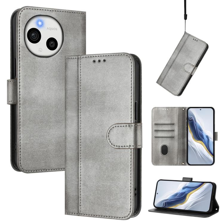 Line Splicing Buckle Retro Leather Phone Case, For Sharp Aquos wish6, For Sharp Aquos R11, For Sharp Aquos Sense10, For Sharp Basio Active3, For Sharp Aquos Sense9 Plus, For Sharp Aquos Sense9
