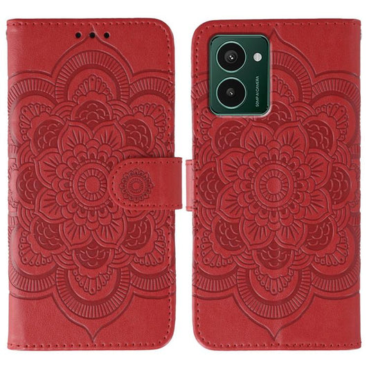 Sun Mandala Embossing Pattern Phone Leather Case, For HMD Pulse Pro