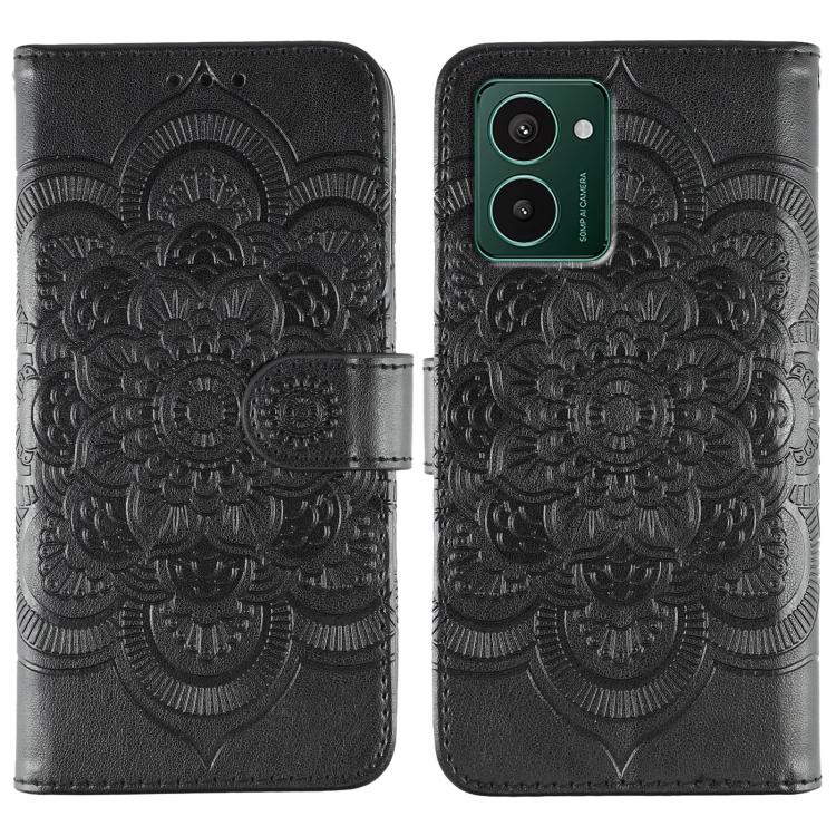 Sun Mandala Embossing Pattern Phone Leather Case, For HMD Pulse Pro