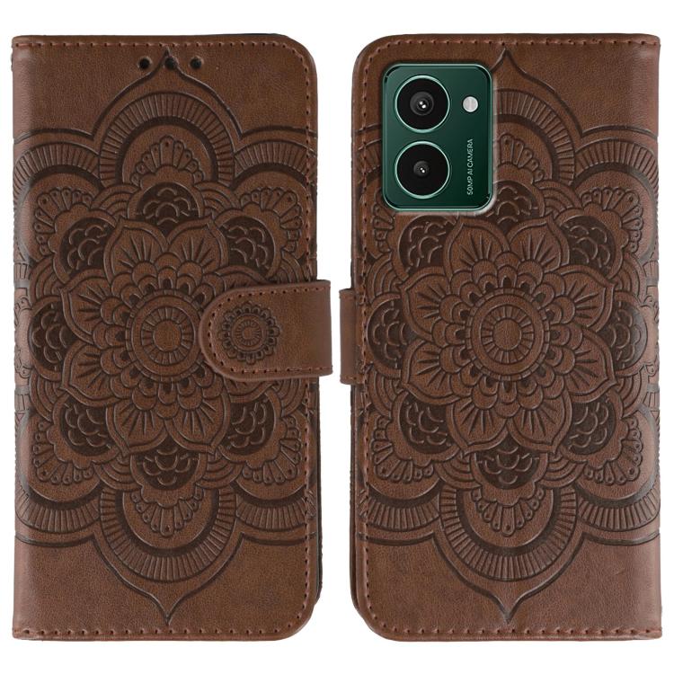 Sun Mandala Embossing Pattern Phone Leather Case, For HMD Pulse Pro