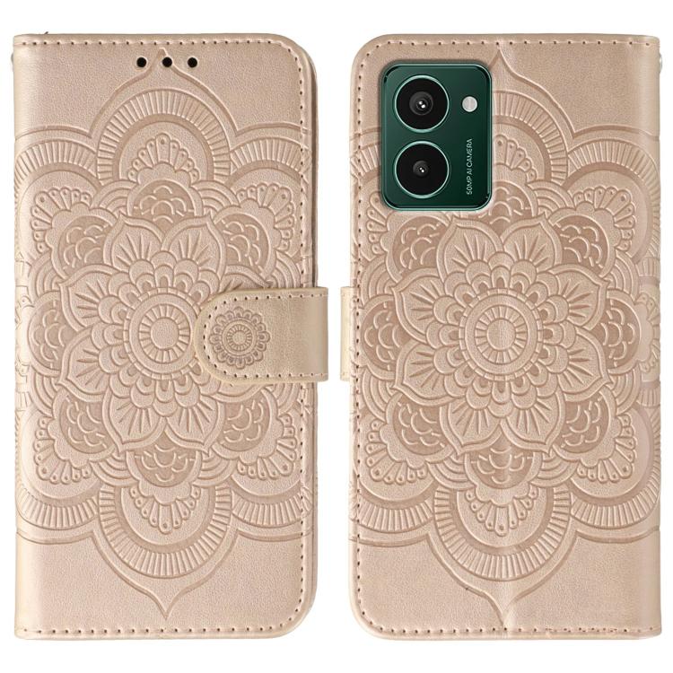 Sun Mandala Embossing Pattern Phone Leather Case, For HMD Pulse Pro