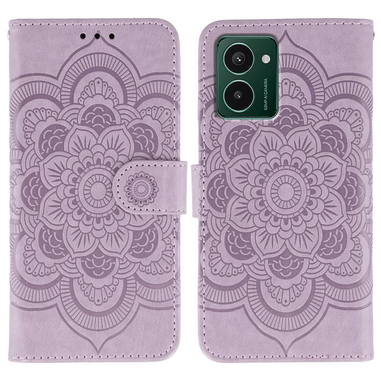 Sun Mandala Embossing Pattern Phone Leather Case, For HMD Pulse Pro