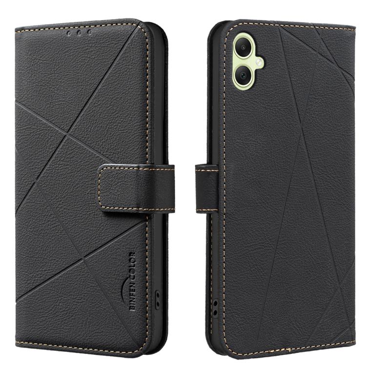 Geometric Pattern RFID Leather Phone Case, For Samsung Galaxy A55, For Samsung Galaxy A35, For Samsung Galaxy A05, For Samsung Galaxy A05S, For Samsung Galaxy A25 5G, For Samsung Galaxy A24 4G, For Samsung Galaxy A14, For Samsung Galaxy A34 5G