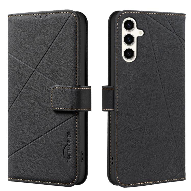 Geometric Pattern RFID Leather Phone Case, For Samsung Galaxy A55, For Samsung Galaxy A35, For Samsung Galaxy A05, For Samsung Galaxy A05S, For Samsung Galaxy A25 5G, For Samsung Galaxy A24 4G, For Samsung Galaxy A14, For Samsung Galaxy A34 5G