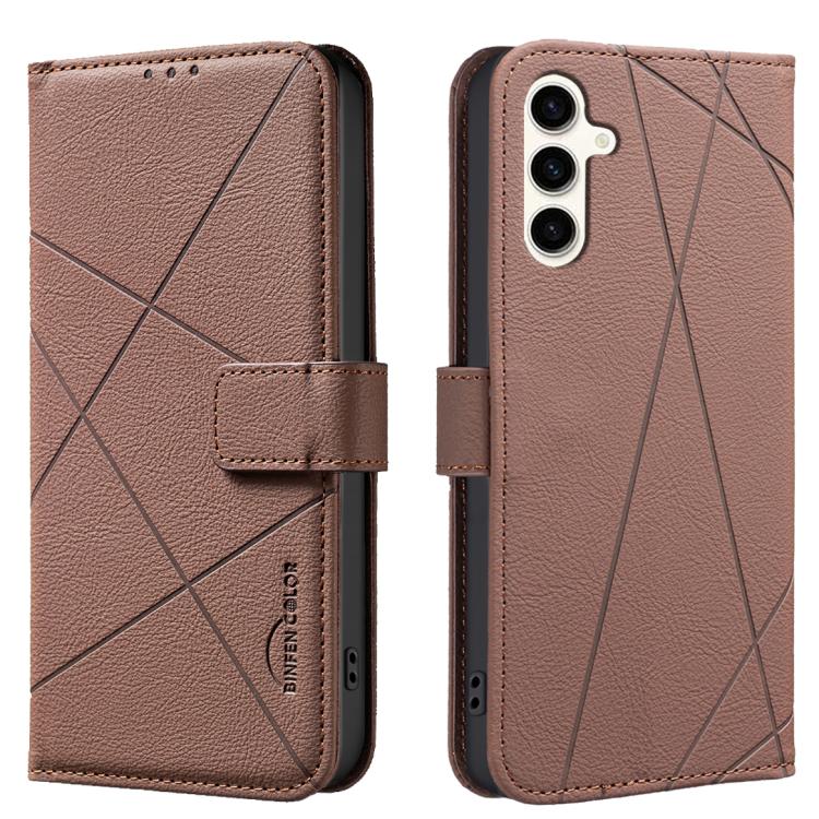 Geometric Pattern RFID Leather Phone Case, For Samsung Galaxy A37 5G, For Samsung Galaxy A27 5G, For Samsung Galaxy A06, For Samsung Galaxy A56, For Samsung Galaxy A26, For Samsung Galaxy A36, For Samsung Galaxy A16, For Samsung Galaxy A15