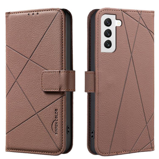 Geometric Pattern RFID Leather Phone Case, For Samsung Galaxy S21 FE 5G, For Samsung Galaxy S21 5G, For Samsung Galaxy S21+ 5G, For Samsung Galaxy S21 Ultra 5G