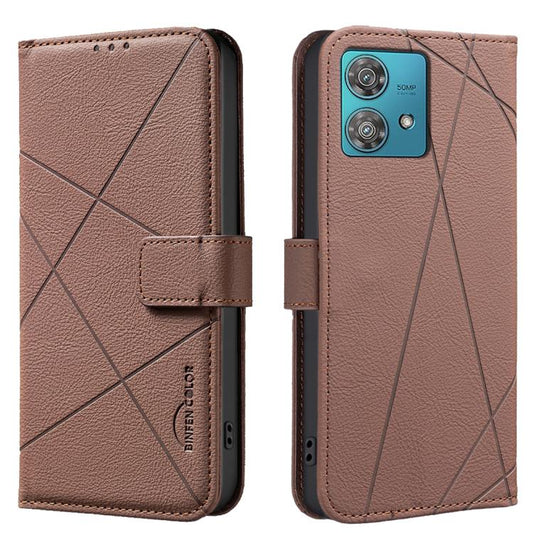 Geometric Pattern RFID Leather Phone Case, For Motorola Edge 40 Neo, For Motorola Edge 40, For Motorola Moto G13 / G23 / G53 5G, For Motorola Moto E13 4G, For Motorola Moto G73 5G